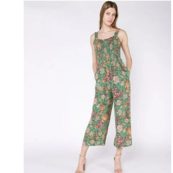 Dex/Black Tape Strappy Smocked Cropped Wide-Leg Jumpsuit - Picture 1 of 13